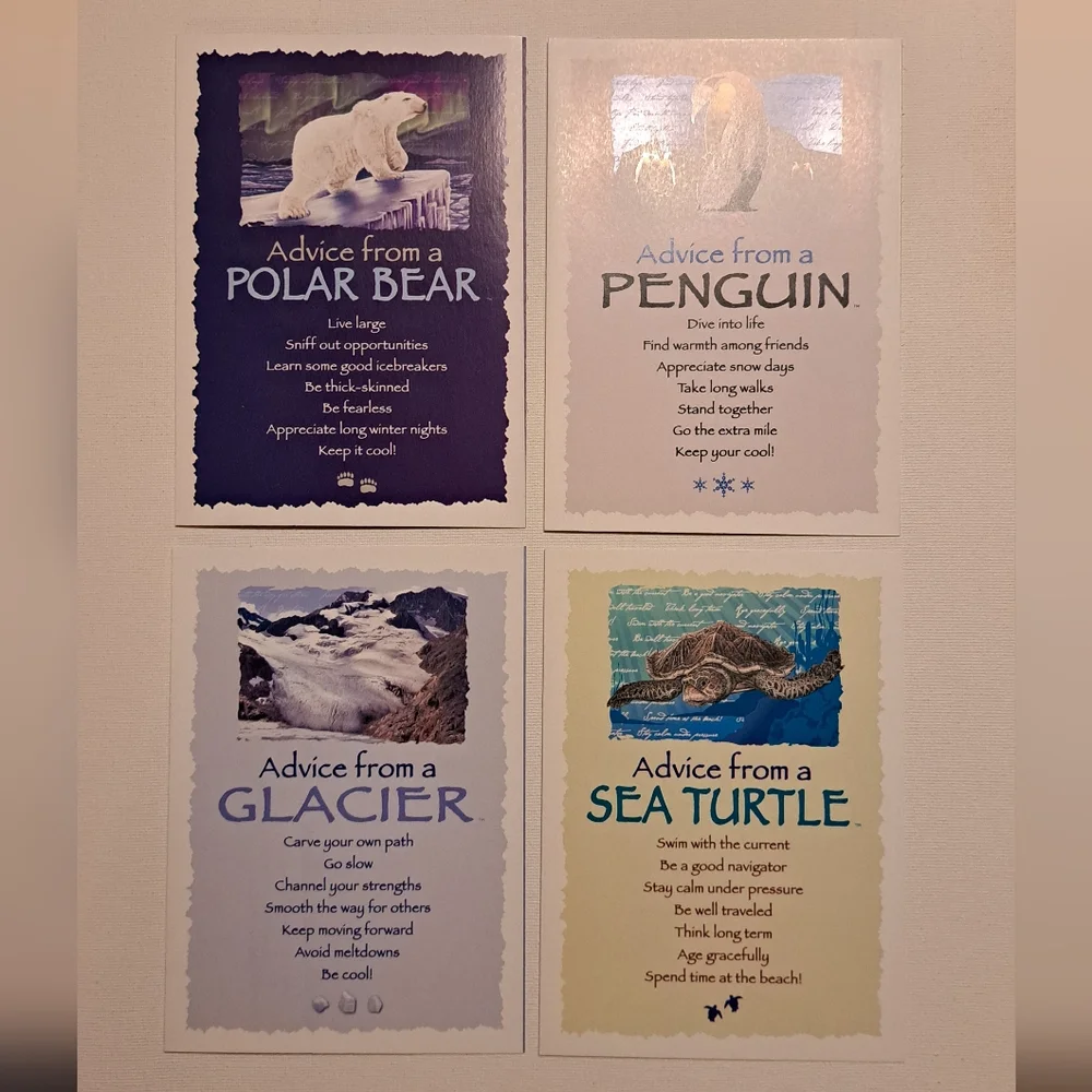 4/$15 🌻 Set 4 of Inspirational Animal Greeting Cards W Evelopes
